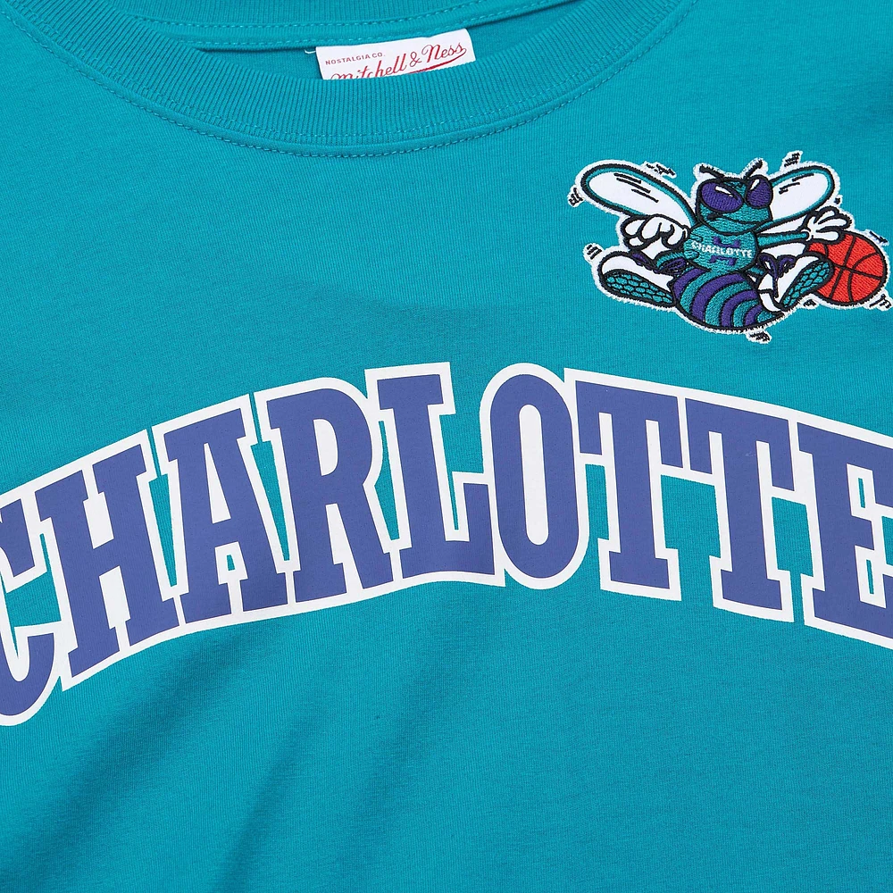 T-shirt premium Mitchell & Ness Charlotte Hornets Hardwood Classics Nights pour hommes, bleu sarcelle