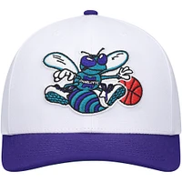 Men's Mitchell & Ness White/Purple Charlotte Hornets Hardwood Classics Core 2-Tone 2.0 Pro Snapback Hat