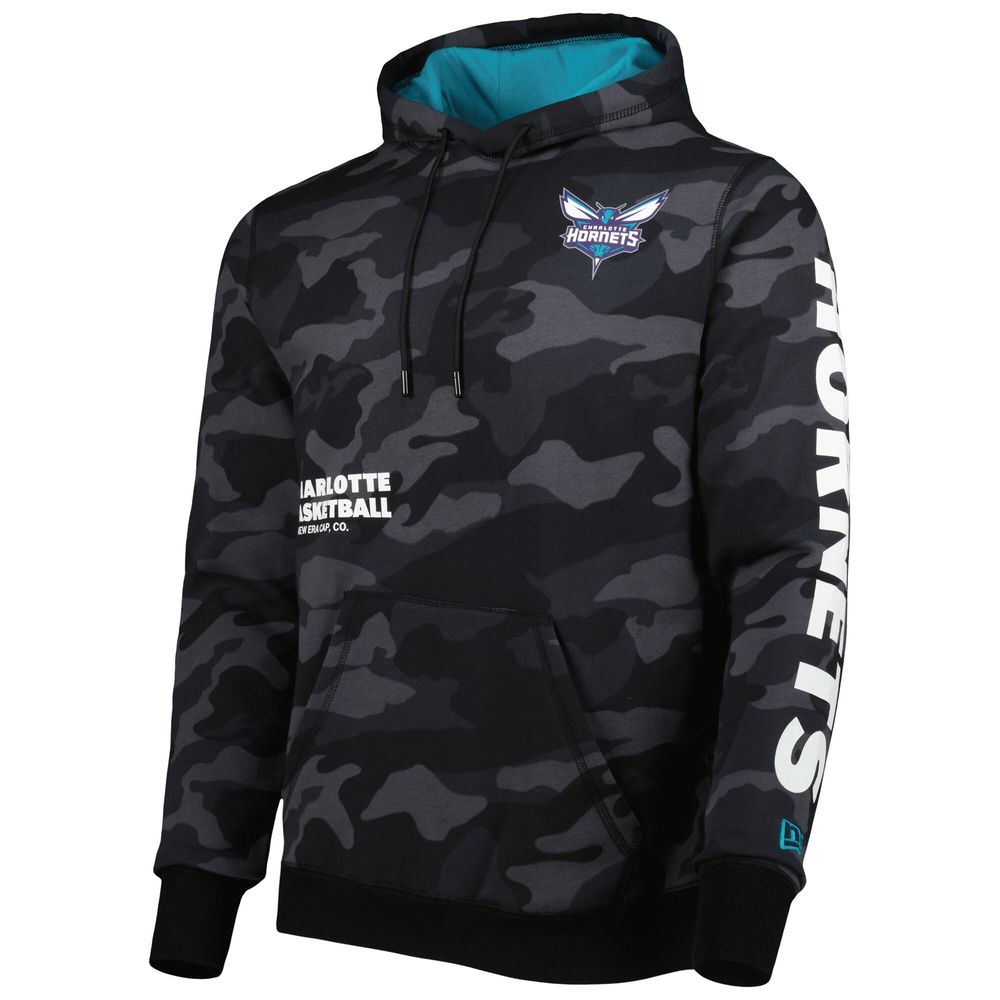 Men's New Era Black/Camo Charlotte Hornets Tonal Pullover Hoodie