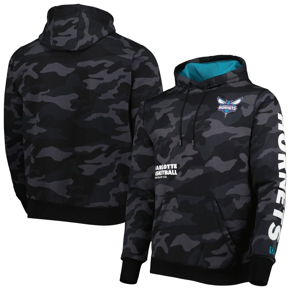 Men's New Era Black/Camo Charlotte Hornets Tonal Pullover Hoodie