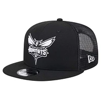 Casquette de camionneur à pression 9FIFTY Charlotte Hornets noire New Era pour homme