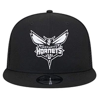 Men's New Era Black Charlotte Hornets 9FIFTY Snapback Trucker Hat