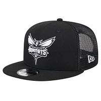 Men's New Era Black Charlotte Hornets 9FIFTY Snapback Trucker Hat