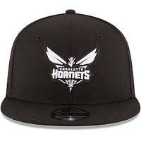 Men's New Era Black Charlotte Hornets Black & White Logo 9FIFTY Adjustable Snapback Hat