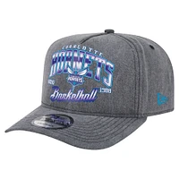 Men's New Era  Charcoal Charlotte Hornets Throwback Washed Pre-Curved 9FIFTY Snapback Hat