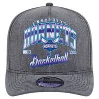 Men's New Era  Charcoal Charlotte Hornets Throwback Washed Pre-Curved 9FIFTY Snapback Hat