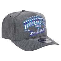 Men's New Era  Charcoal Charlotte Hornets Throwback Washed Pre-Curved 9FIFTY Snapback Hat