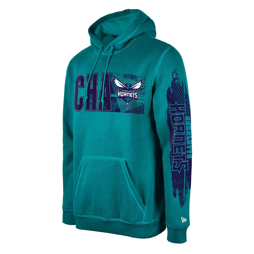 Sweat à capuche enfiler Charlotte Hornets Teal Tip-Off Collection pour homme de New Era