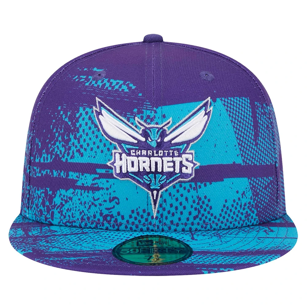 Men's New Era Purple Charlotte Hornets Tip-Off 59FIFTY Fitted Hat