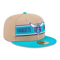 Casquette ajustée 59FIFTY Charlotte Hornets 2024 NBA Draft New Era pour hommes, beige/bleu sarcelle