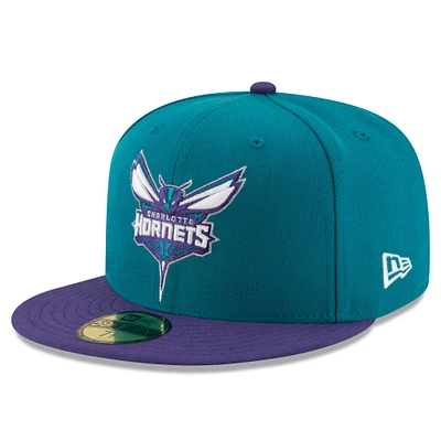 Men's New Era Teal/Purple Charlotte Hornets Official Team Color 2Tone 59FIFTY Fitted Hat