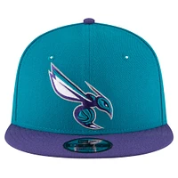 Casquette Snapback 9FIFTY Charlotte Hornets New Era pour hommes, bleu sarcelle/violet, couleur officielle de l'équipe, 2 tons