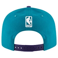 Casquette Snapback 9FIFTY Charlotte Hornets New Era pour hommes, bleu sarcelle/violet, couleur officielle de l'équipe, 2 tons
