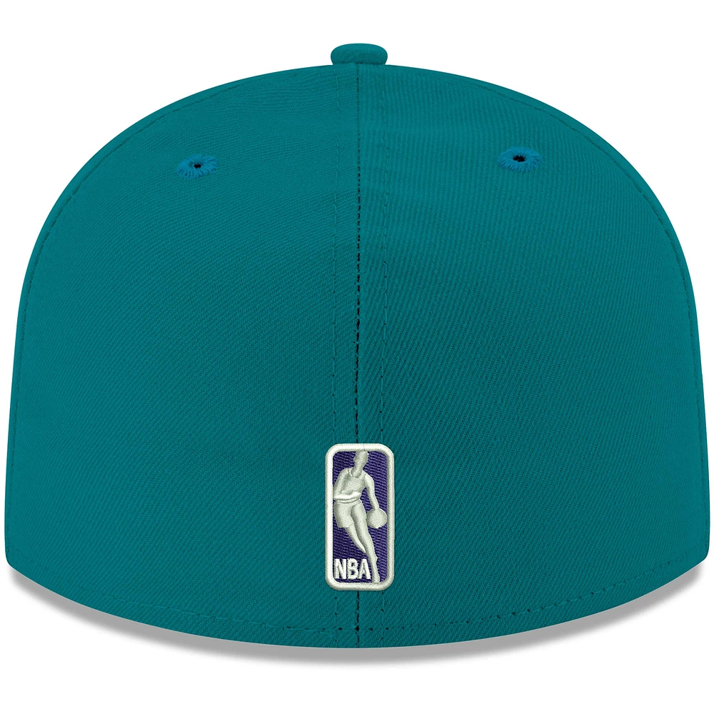 Casquette ajustée 59FIFTY aux couleurs officielles de l'équipe Charlotte Hornets New Era pour homme, bleu sarcelle