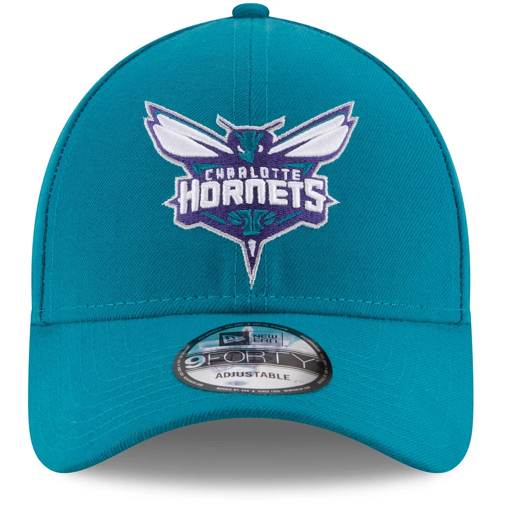 Casquette ajustable 9FORTY aux couleurs officielles de l'équipe New Era Charlotte Hornets bleu sarcelle pour homme