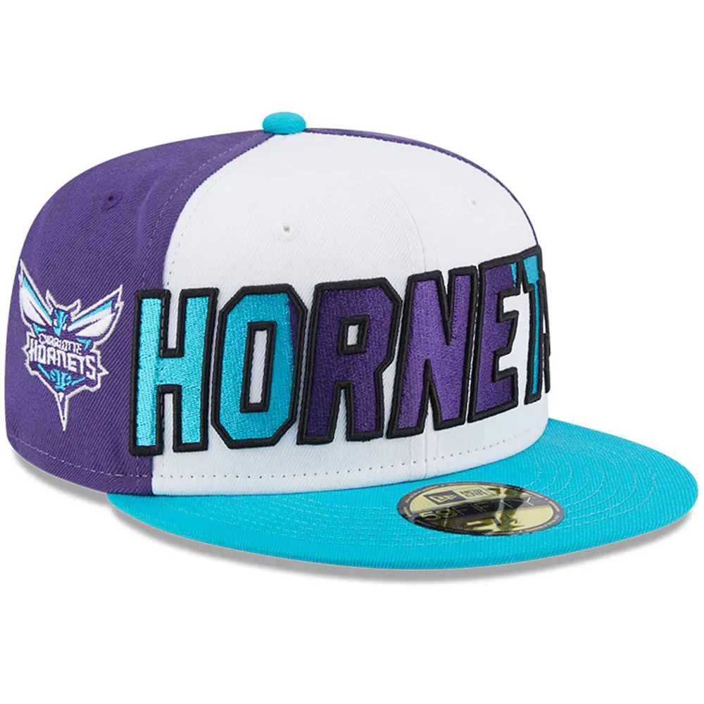 Men's New Era Charlotte Hornets Teal Stripes 9FORTY Trucker Snapback Hat