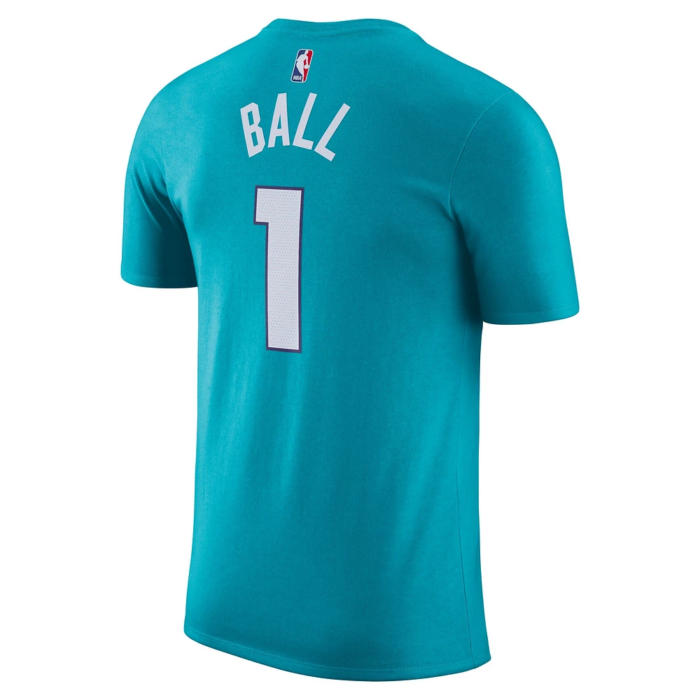 T-shirt avec nom et numéro Nike LaMelo Ball pour homme, bleu sarcelle, Charlotte Hornets Icon 2022/23