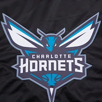 Veste universitaire en satin à boutons-pression complets Charlotte Hornets Script Tail Pro Standard pour hommes, noire