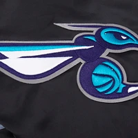 Men's Pro Standard Black Charlotte Hornets Script Tail Full-Snap Satin Varsity Jacket