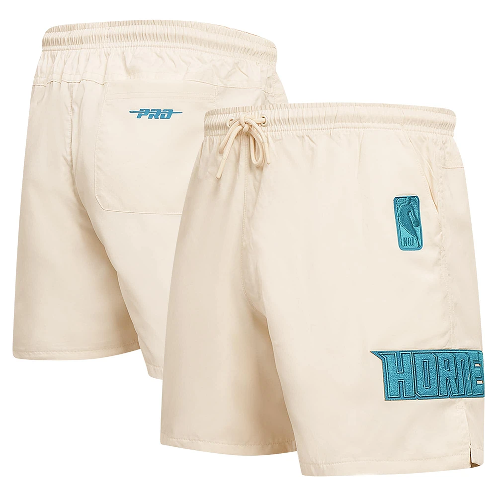 Men's Pro Standard Cream Charlotte Hornets Triple Tonal Woven Shorts