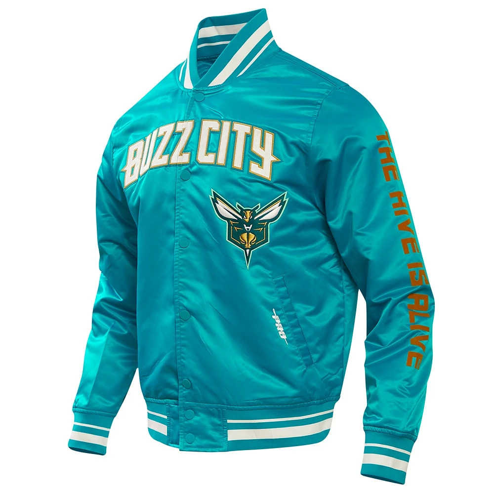 Veste à bouton-pression en satin Pro Standard Charlotte Hornets 2023/24 City Edition pour hommes, bleu sarcelle