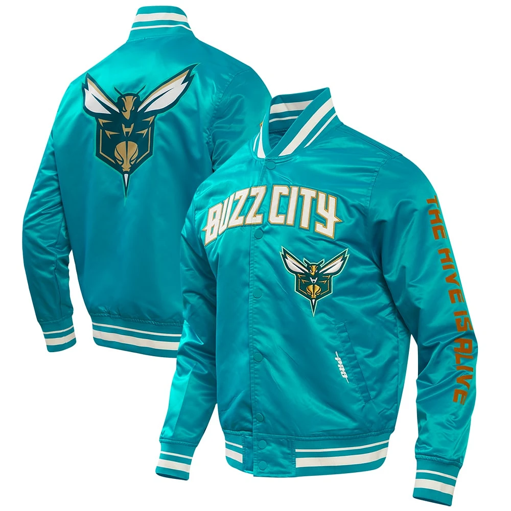 Veste à bouton-pression en satin Pro Standard Charlotte Hornets 2023/24 City Edition pour hommes, bleu sarcelle