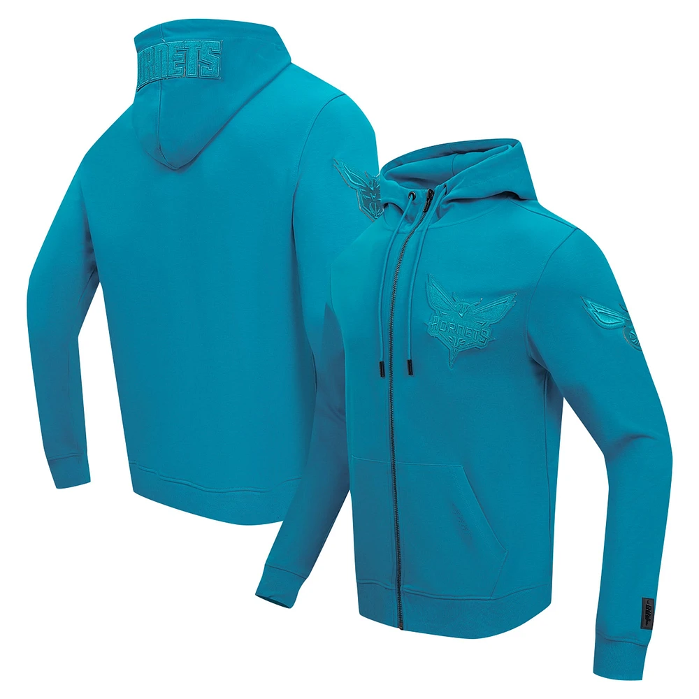 Veste à capuche fermeture éclair intégrale DK Triple Tonal Pro Standard Teal Charlotte Hornets pour hommes