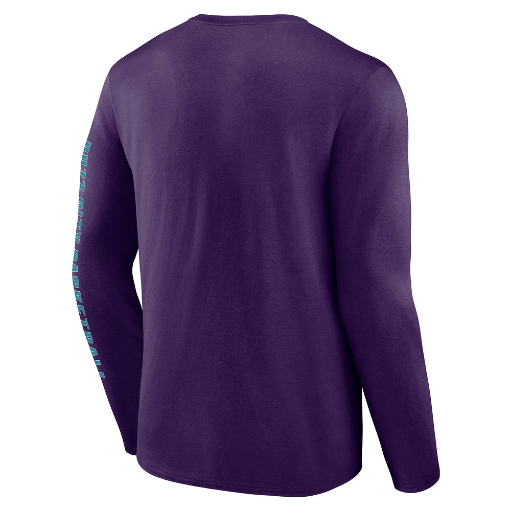 Men's Purple Charlotte Hornets Vision Long Sleeve T-Shirt