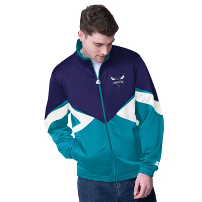 Men's Starter Purple Charlotte Hornets Rush Applique Full-Zip Track Jacket