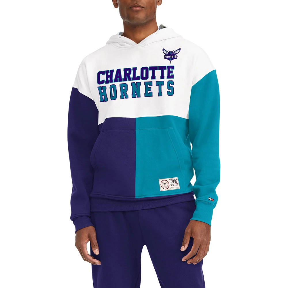 Sweat à capuche Tommy Jeans pour homme Charlotte Hornets Andrew Split blanc/violet