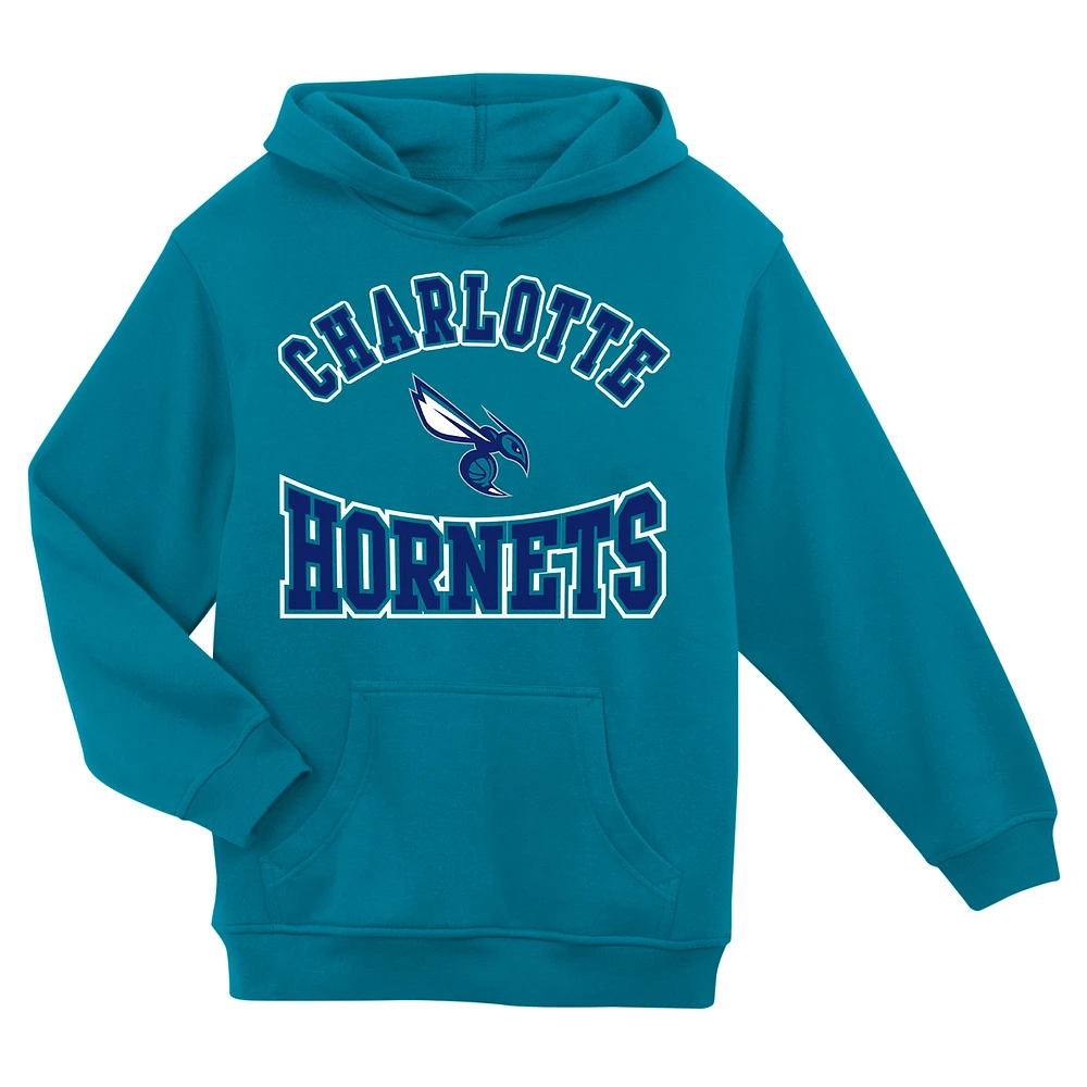 Sweat à capuche en polaire pour enfant d'âge préscolaire, motif Charlotte Hornets, ville natale