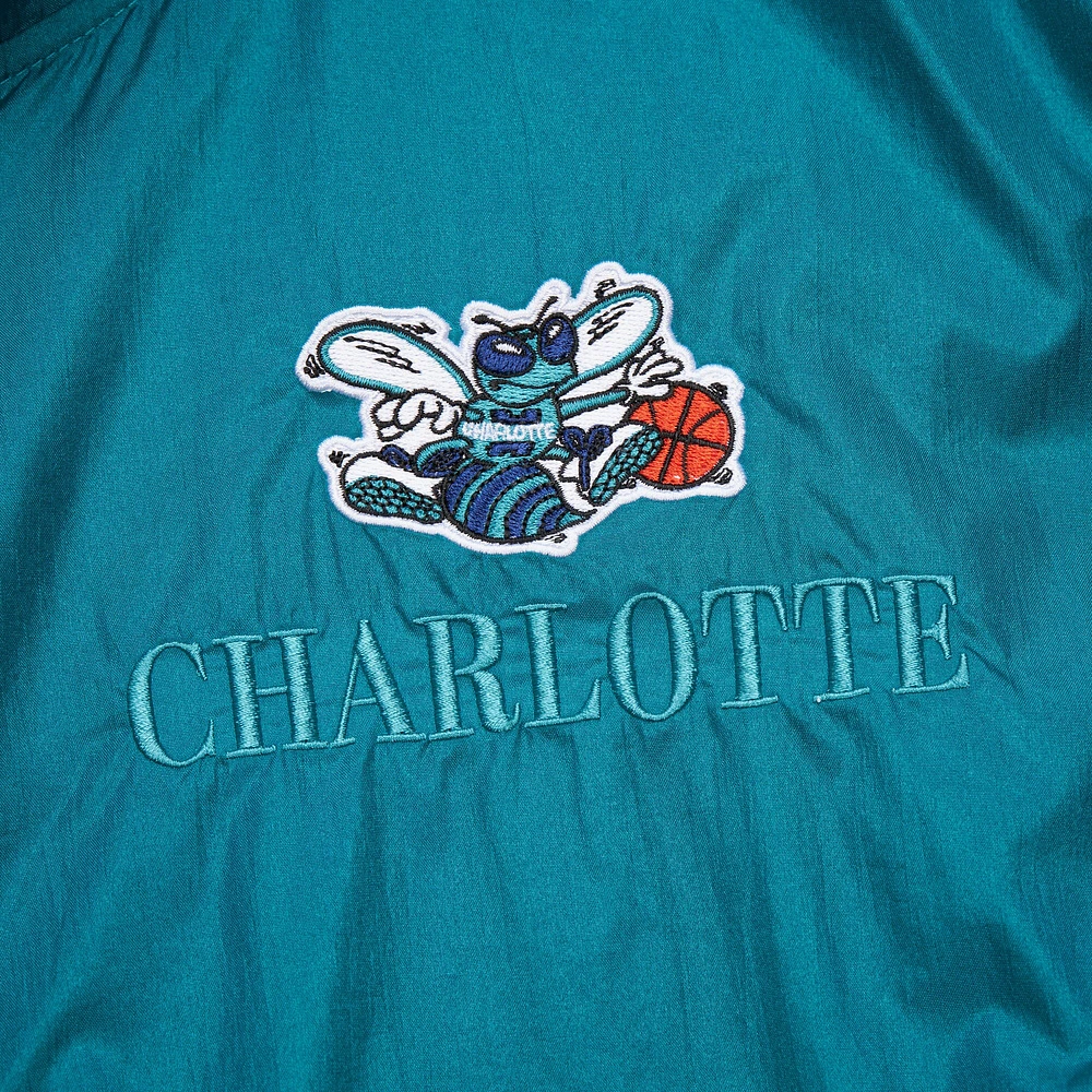 Veste coupe-vent unisexe Mitchell & Ness Teal Charlotte Hornets Hardwood Classics Team OG 3.0 Anorak à demi-zip