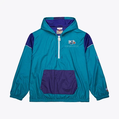 Veste coupe-vent unisexe Mitchell & Ness Teal Charlotte Hornets Hardwood Classics Team OG 3.0 Anorak à demi-zip