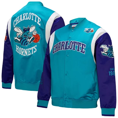 Unisex Mitchell & Ness Teal Charlotte Hornets Vintage Team Origins Satin Full-Snap Jacket