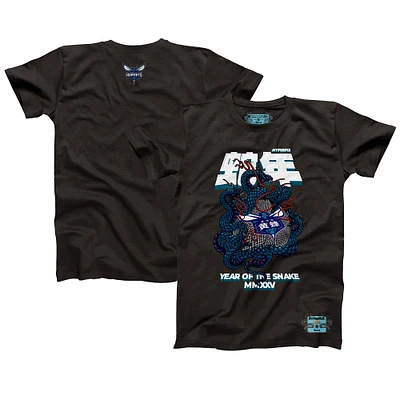 Unisex NBALab x Hyperfly Heather Black Charlotte Hornets Year of the Snake Lunar New Collection T-Shirt