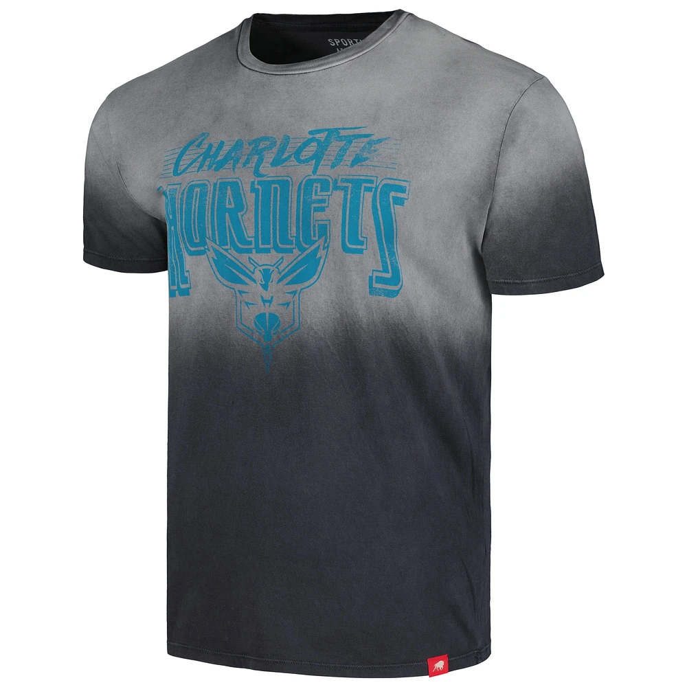 T-shirt unisexe Sportiqe noir Charlotte Hornets Bingham Sun-Fade