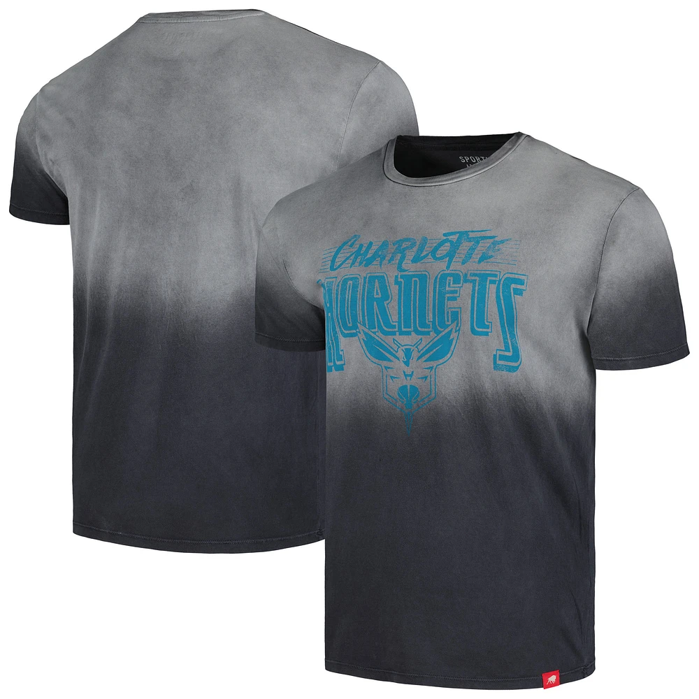 T-shirt unisexe Sportiqe noir Charlotte Hornets Bingham Sun-Fade