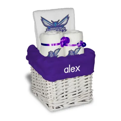 Charlotte Hornets Personalized Small Gift Basket - White