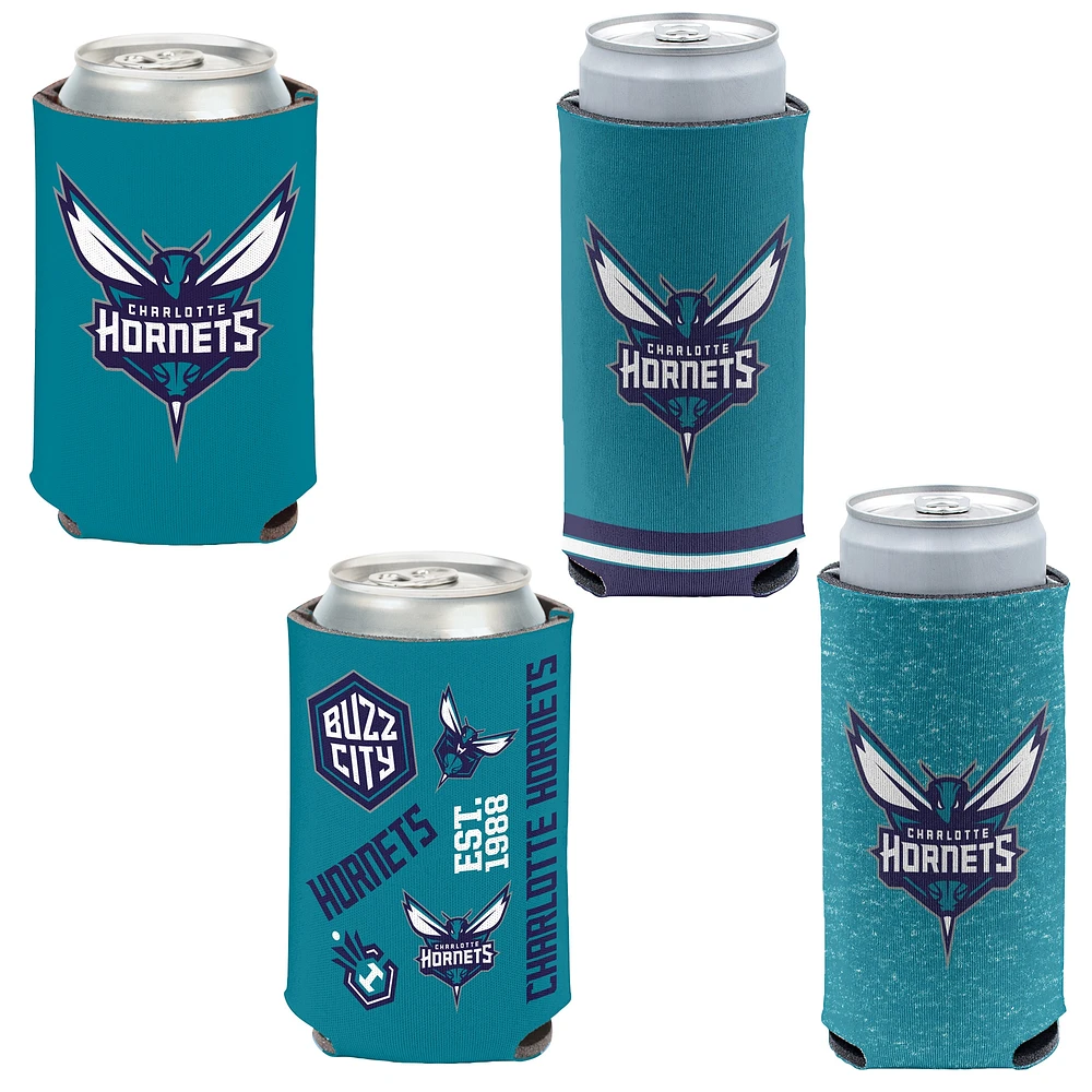 Lot de 4 glacières WinCraft Charlotte Hornets de 12 oz et de glacières fines