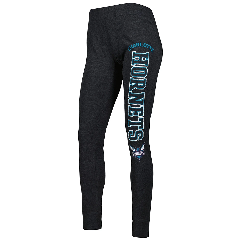 Ensemble de nuit Charlotte Hornets Team Concepts Sport noir chiné pour femme