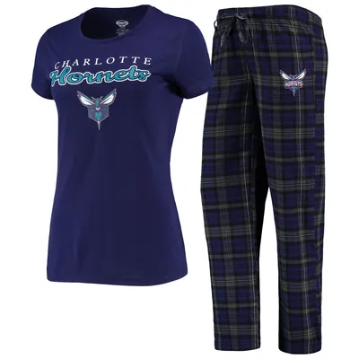 Charlotte Hornets Concepts Sport Women's Purple/Black Lodge T-Shirt and Pants Sleep Set