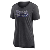 Women's Fanatics Heather Charcoal Charlotte Hornets League Leader Tri-Blend T-Shirt