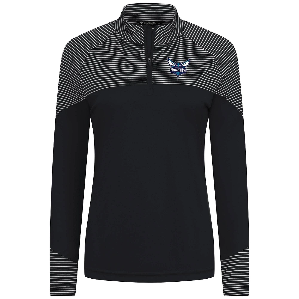 Haut à glissière quart de tour rayures classiques noires des Charlotte Hornets pour femme Levelwear