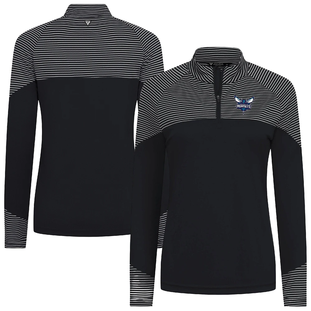 Haut à glissière quart de tour rayures classiques noires des Charlotte Hornets pour femme Levelwear
