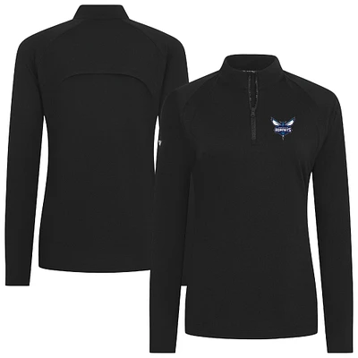 Haut noir à fermeture éclair quart de tour Flex Insignia 2.0 pour femme des Charlotte Hornets Levelwear