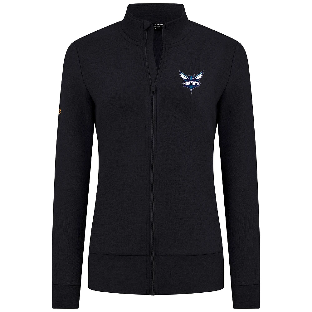 Veste zippée intégrale noire Charlotte Hornets Shine pour femme Levelwear