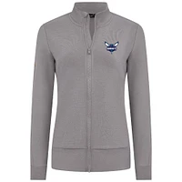 Veste zippée intégrale grise Charlotte Hornets Shine pour femme Levelwear