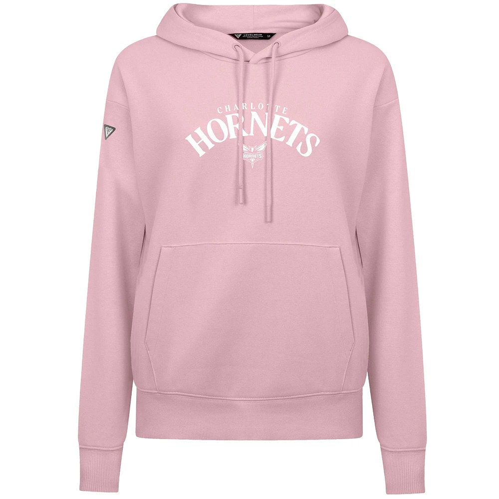 Sweat à capuche rose clair Charlotte Hornets pour femme Levelwear, motif arqué, fête des mères