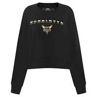 Women's Pro Standard  Black Charlotte Hornets Glam Cropped Pullover Sweatshirt