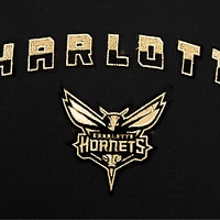 Women's Pro Standard  Black Charlotte Hornets Glam Cropped Pullover Sweatshirt